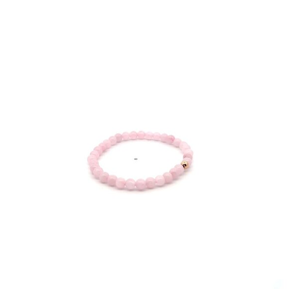 Natural Rose Quartz Gemstones Mini 4mm 18K Rose Gold Charm Bead - Picture 5 of 5